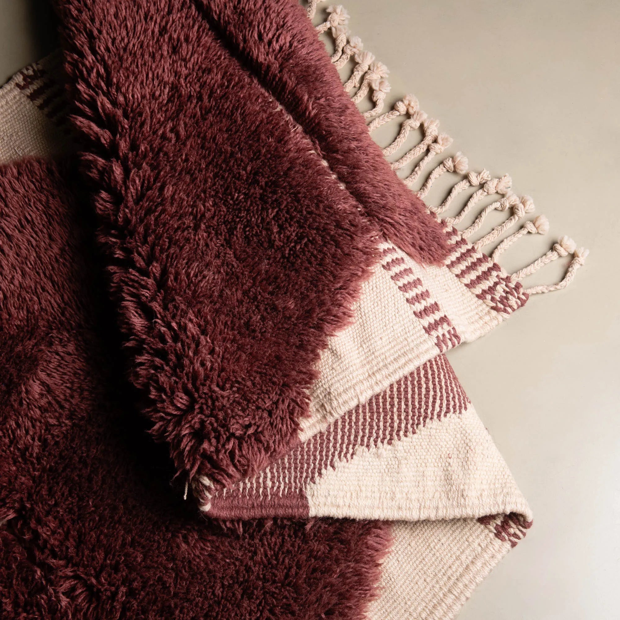 Earth Red - Luxury Shag Moroccan Runner Rug - Benisouk