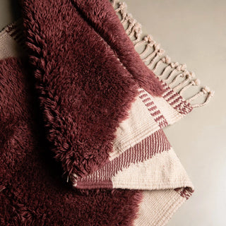 Earth Red - Luxury Shag Moroccan Runner Rug - Benisouk