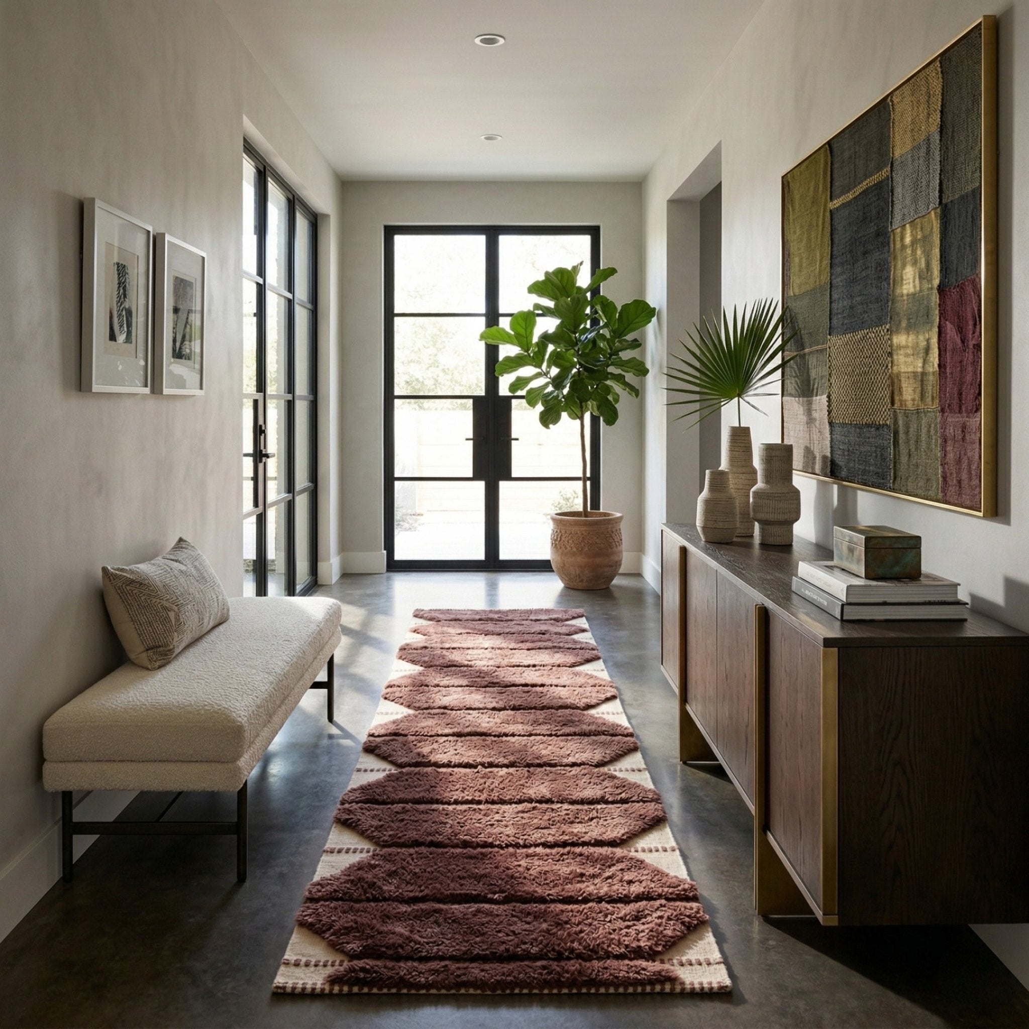 Earth Red - Luxury Shag Moroccan Runner Rug - Benisouk