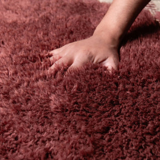 Earth Red - Luxury Shag Moroccan Runner Rug - Benisouk