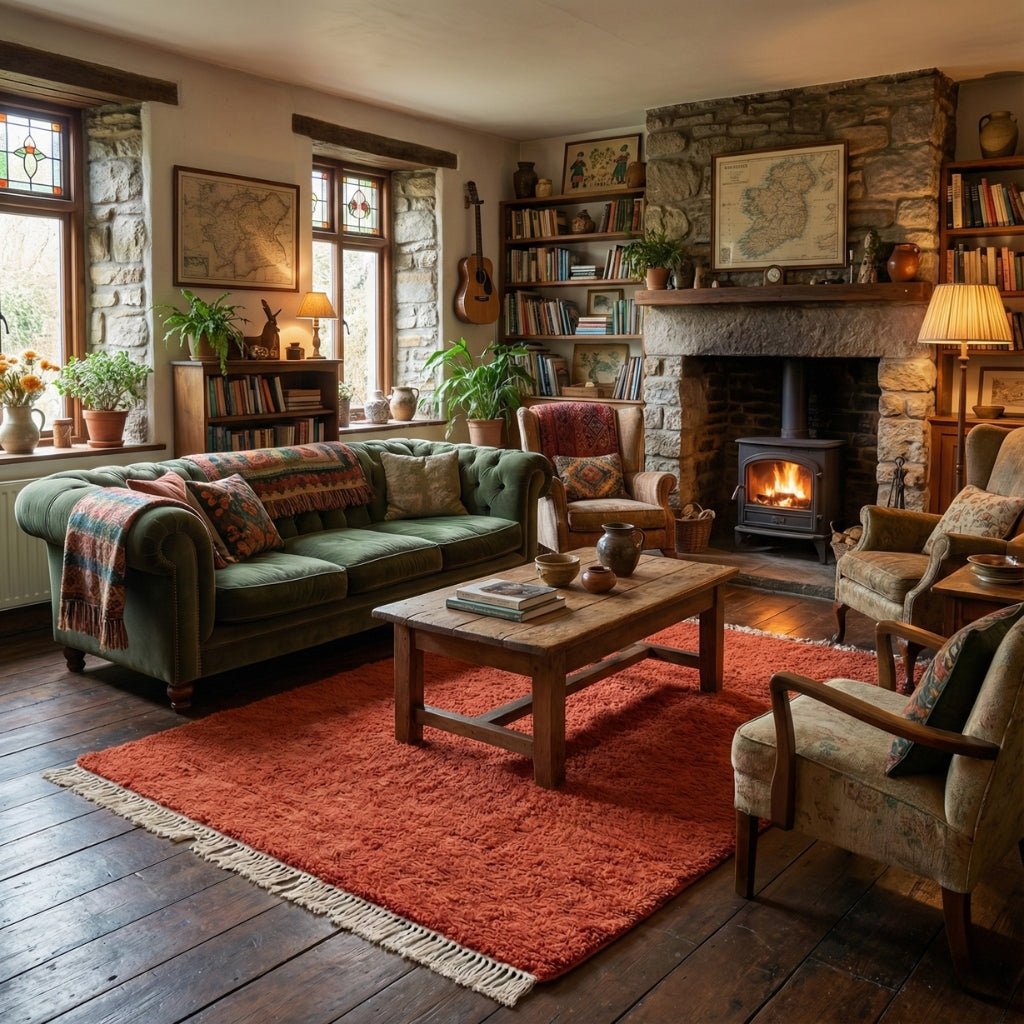 Elbayda Terracotta - Shag Moroccan rug - Benisouk