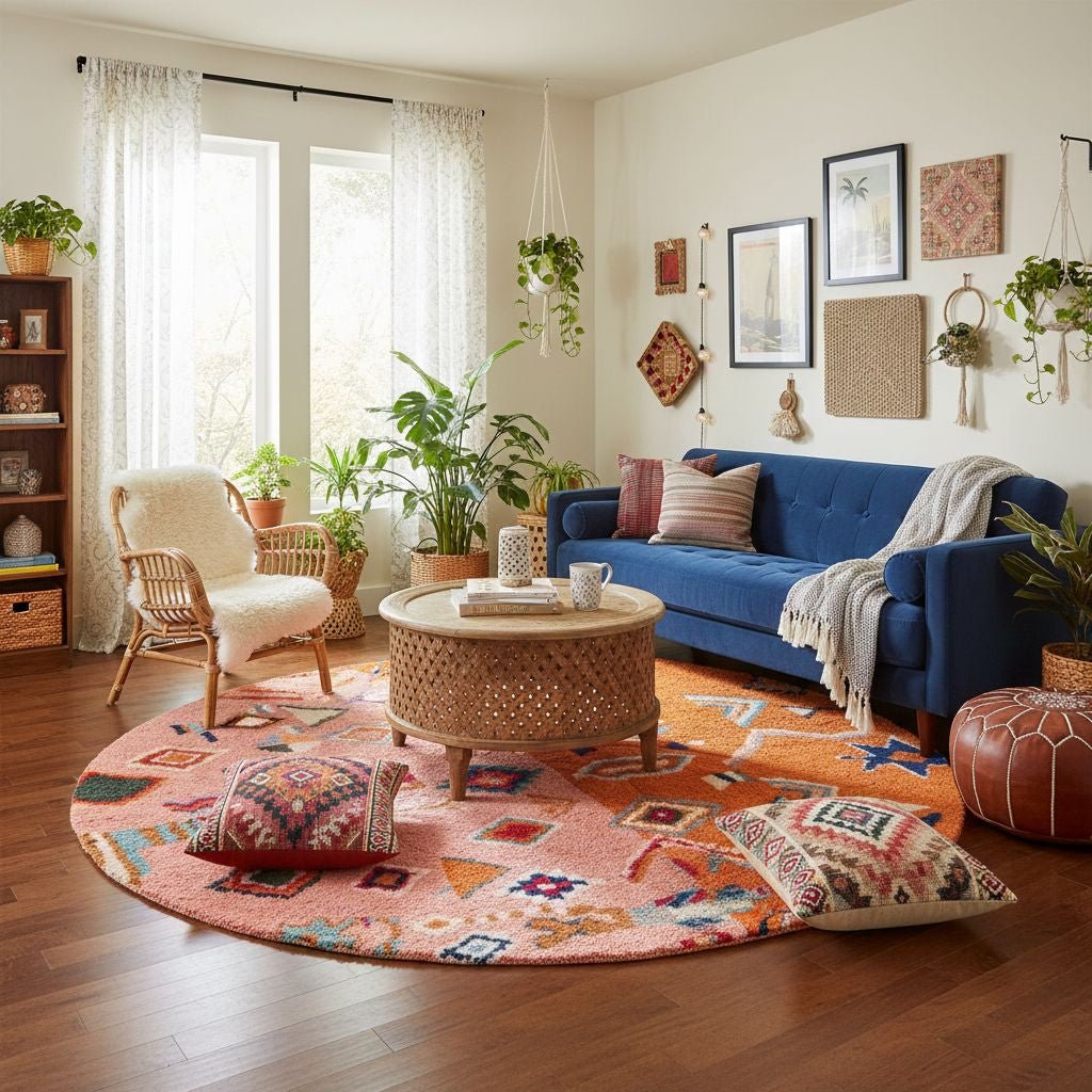 Farah Round - Shag Moroccan rug - Benisouk