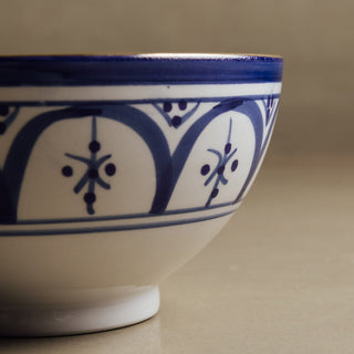 Fez Blue Bowl - Moroccan Dinnerware Adorned with 12 Carat Gold Accents - Benisouk