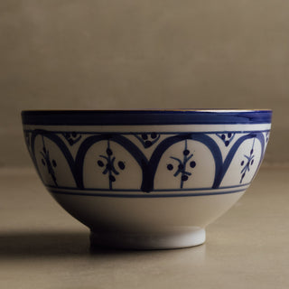 Fez Blue Bowl - Moroccan Dinnerware Adorned with 12 Carat Gold Accents - Benisouk