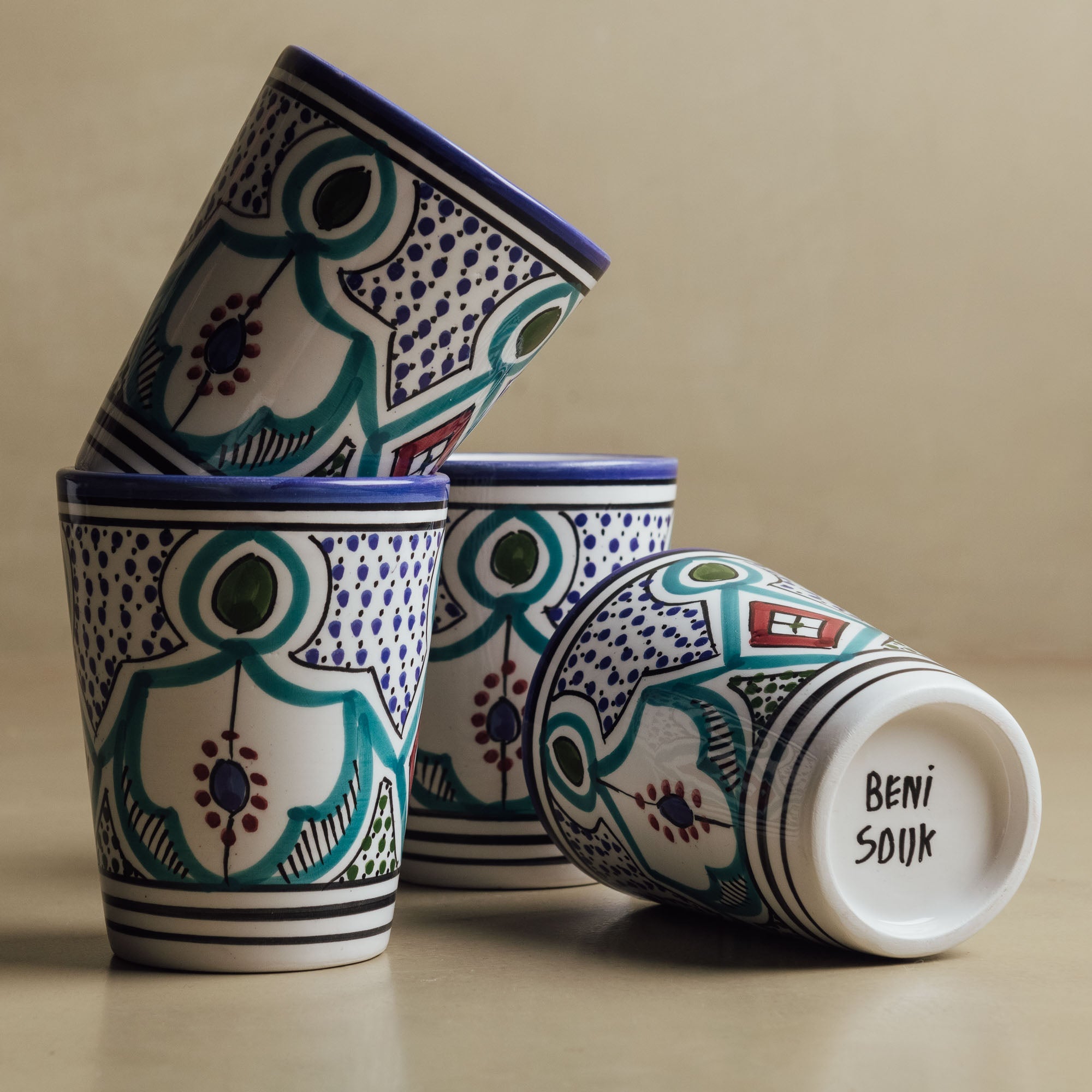 Fez Blue Green Cup - Moroccan Dinnerware - Benisouk
