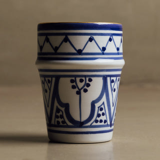 Fez Blue Small Cup - Moroccan Dinnerware Adorned with 12 Carat Gold Accents - Benisouk