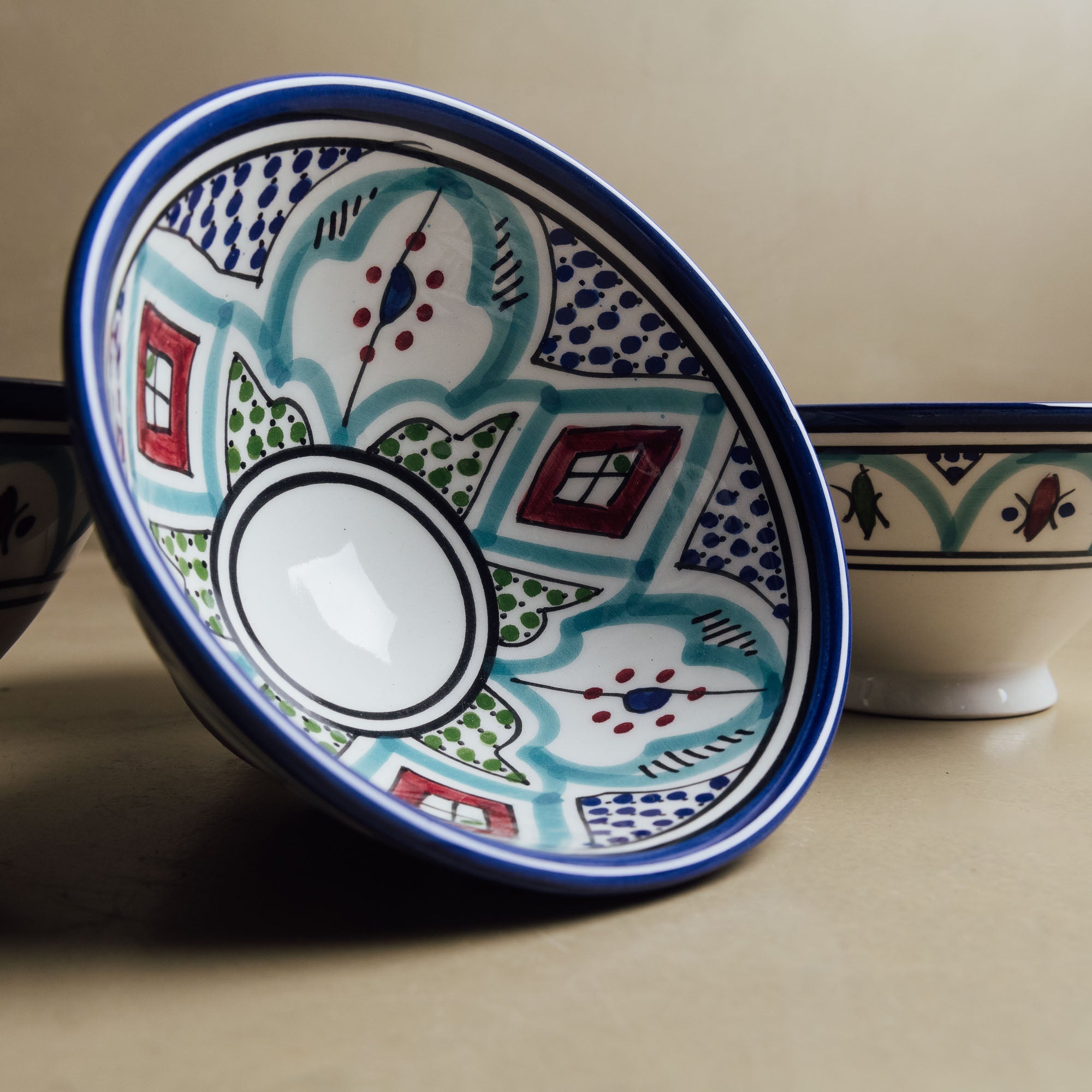 Fez Bowl Blue Green - Moroccan Dinnerware - Benisouk