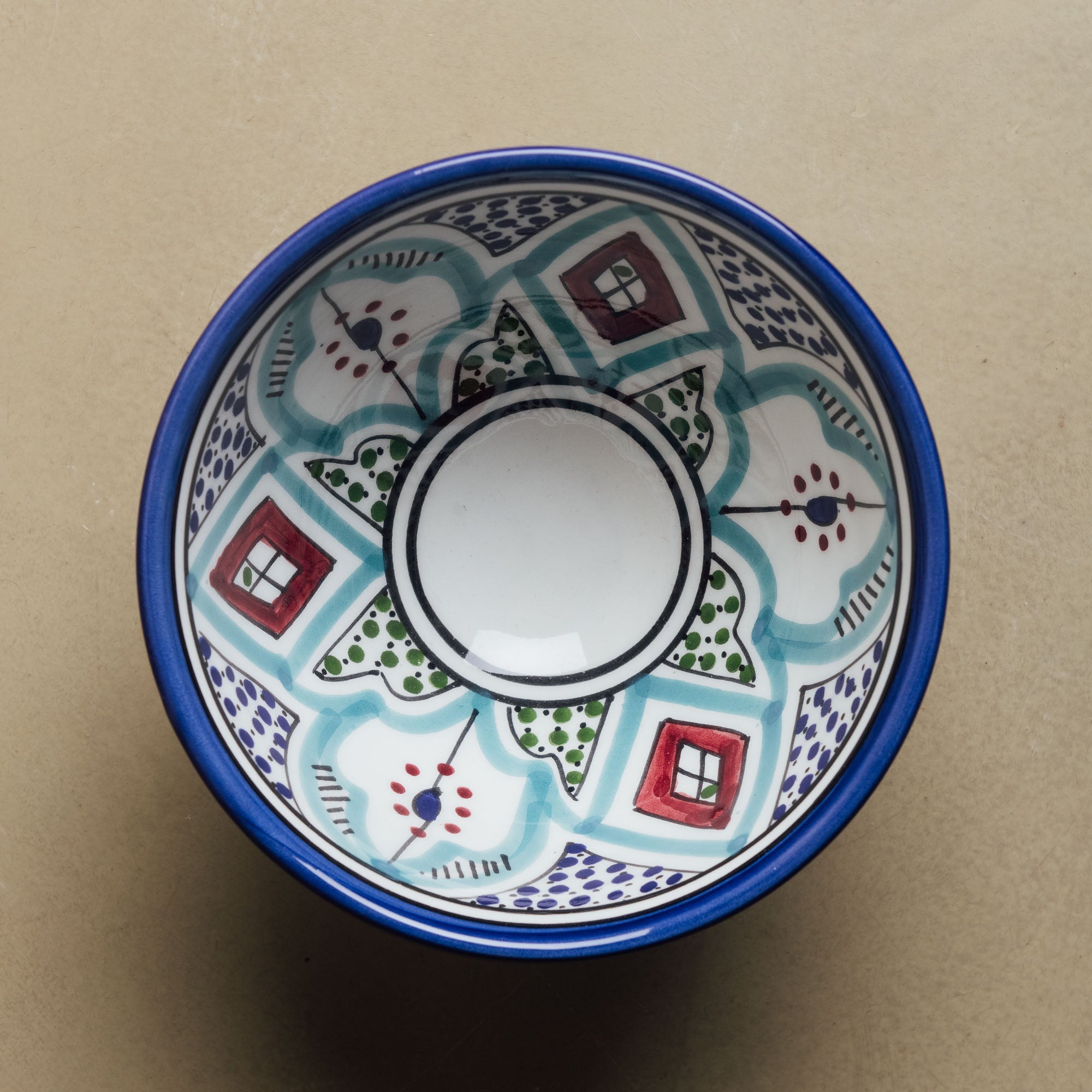 Fez Bowl Blue Green - Moroccan Dinnerware - Benisouk