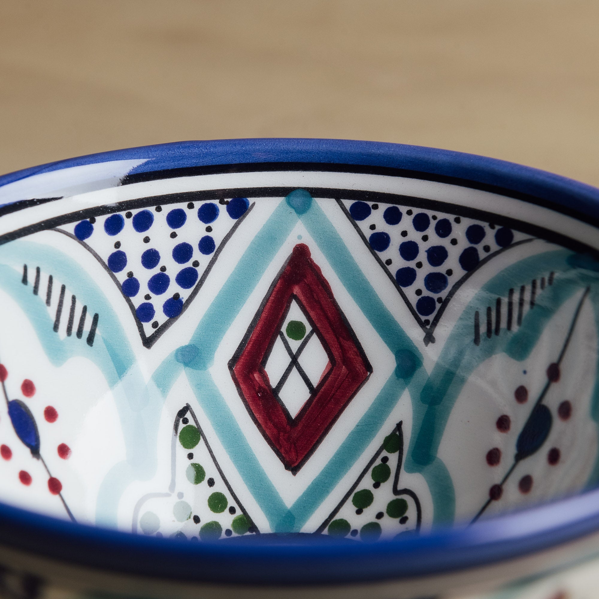 Fez Bowl Blue Green - Moroccan Dinnerware - Benisouk