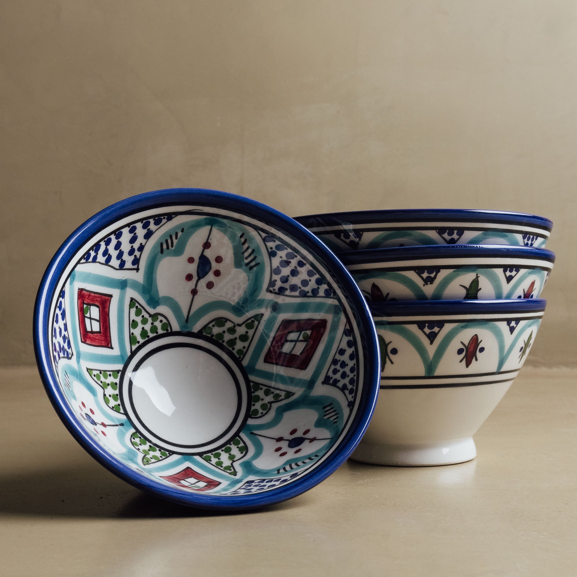 Fez Bowl Blue Green - Moroccan Dinnerware - Benisouk