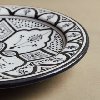 Fez Dinner Plate Black Grey - Moroccan Dinnerware - Benisouk