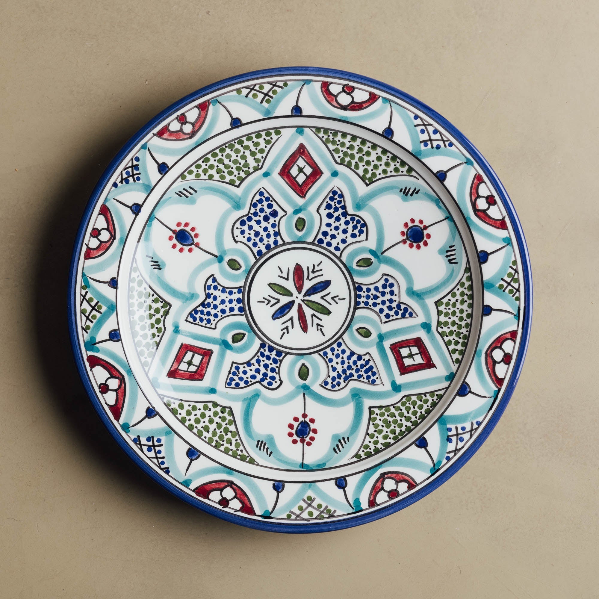 Fez Dinner Plate Blue Green - Moroccan Dinnerware - Benisouk
