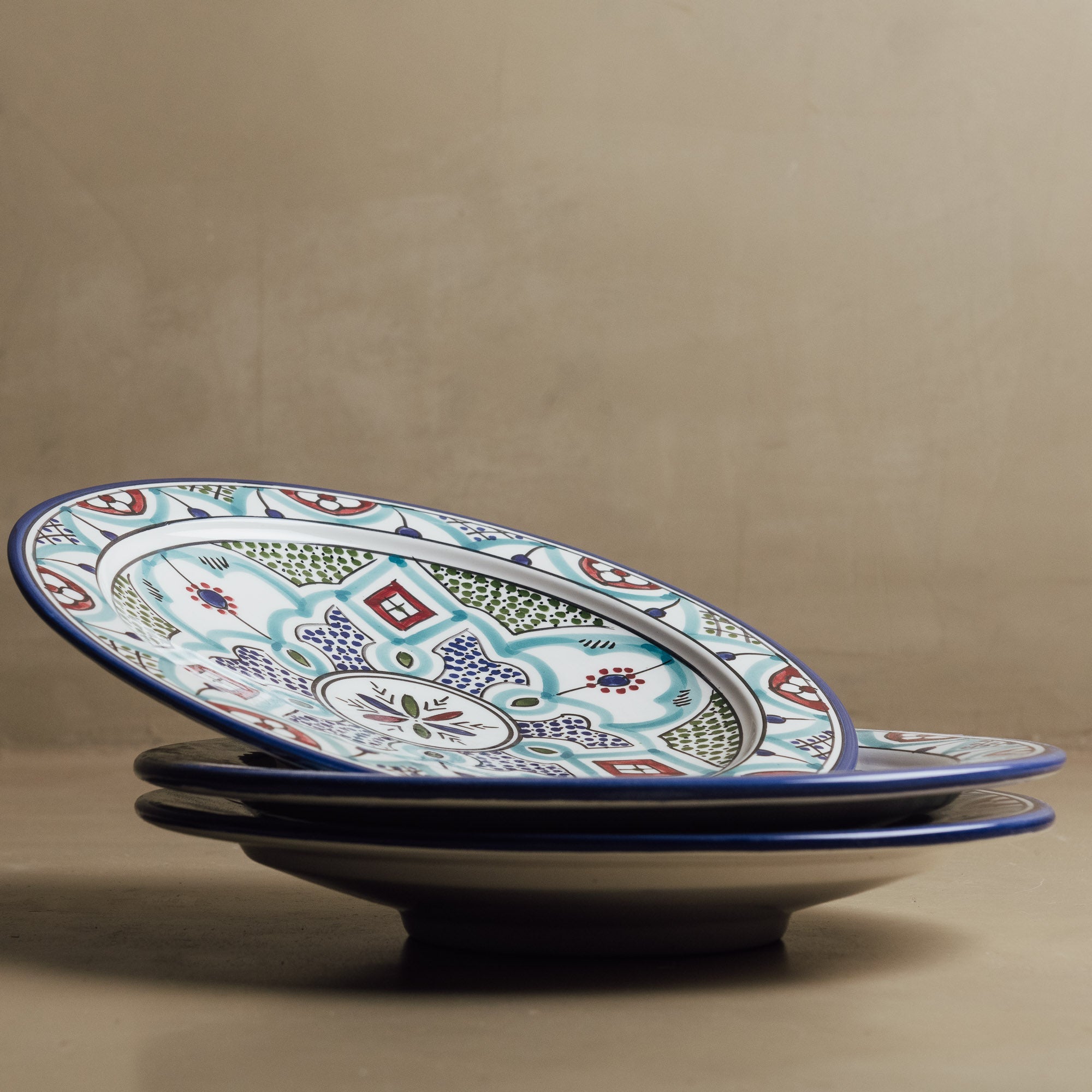 Fez Dinner Plate Blue Green - Moroccan Dinnerware - Benisouk