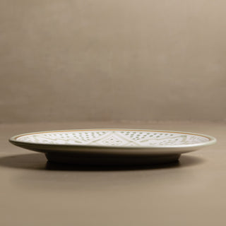Fez Dinner Plate Green - Moroccan Dinnerware Adorned with 12 Carat Gold Accents - Benisouk