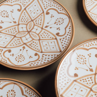 Fez Dinner Plate Sable - Moroccan Dinnerware Adorned with 12 Carat Gold Accents - Benisouk