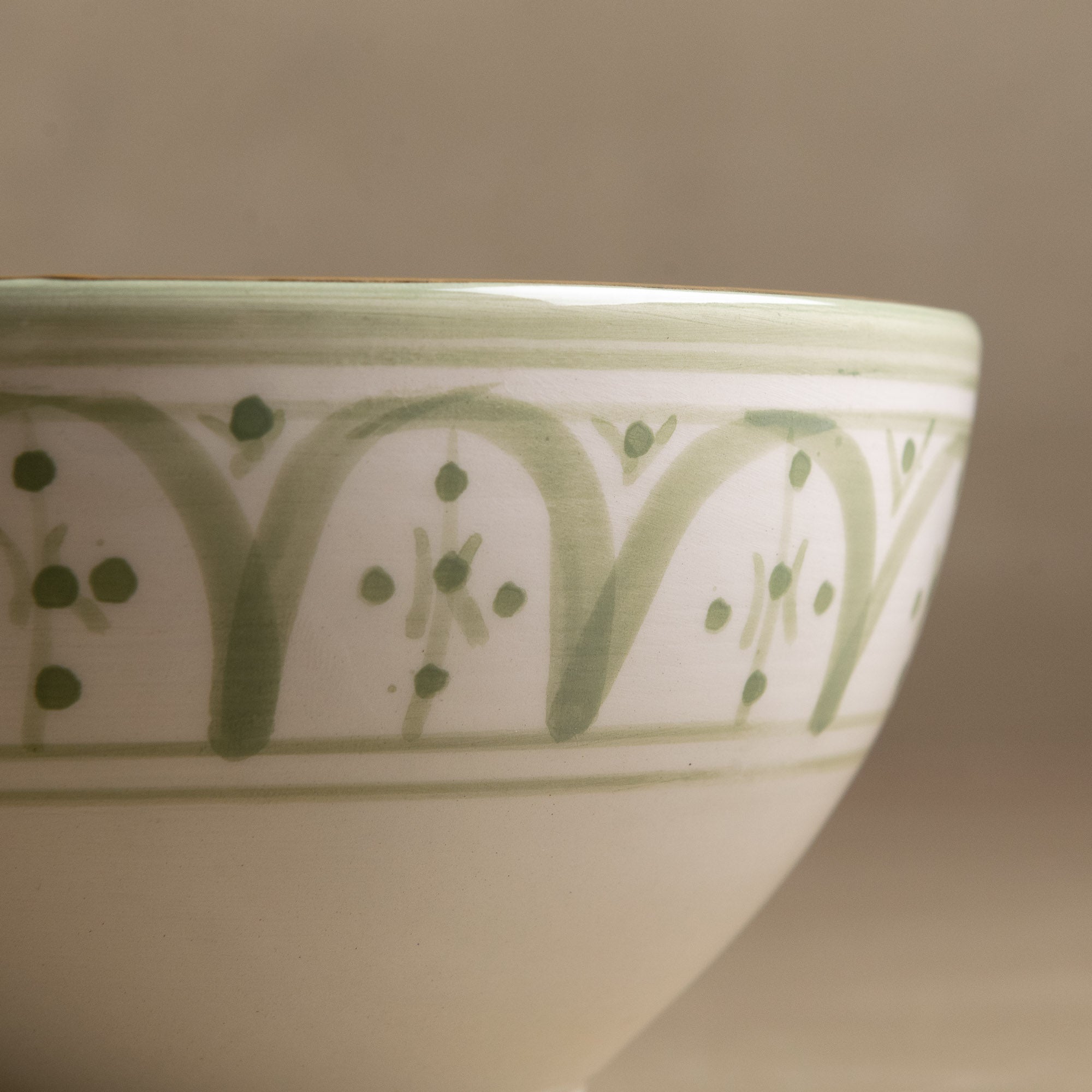 Fez Green Bowl - Moroccan Dinnerware Adorned with 12 Carat Gold Accents - Benisouk