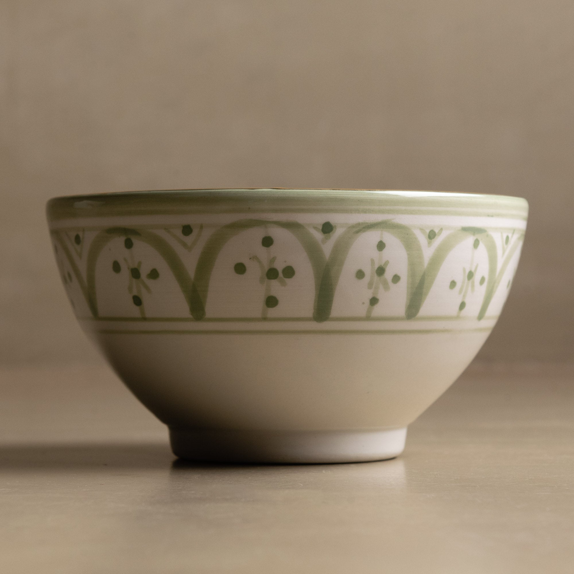 Fez Green Bowl - Moroccan Dinnerware Adorned with 12 Carat Gold Accents - Benisouk