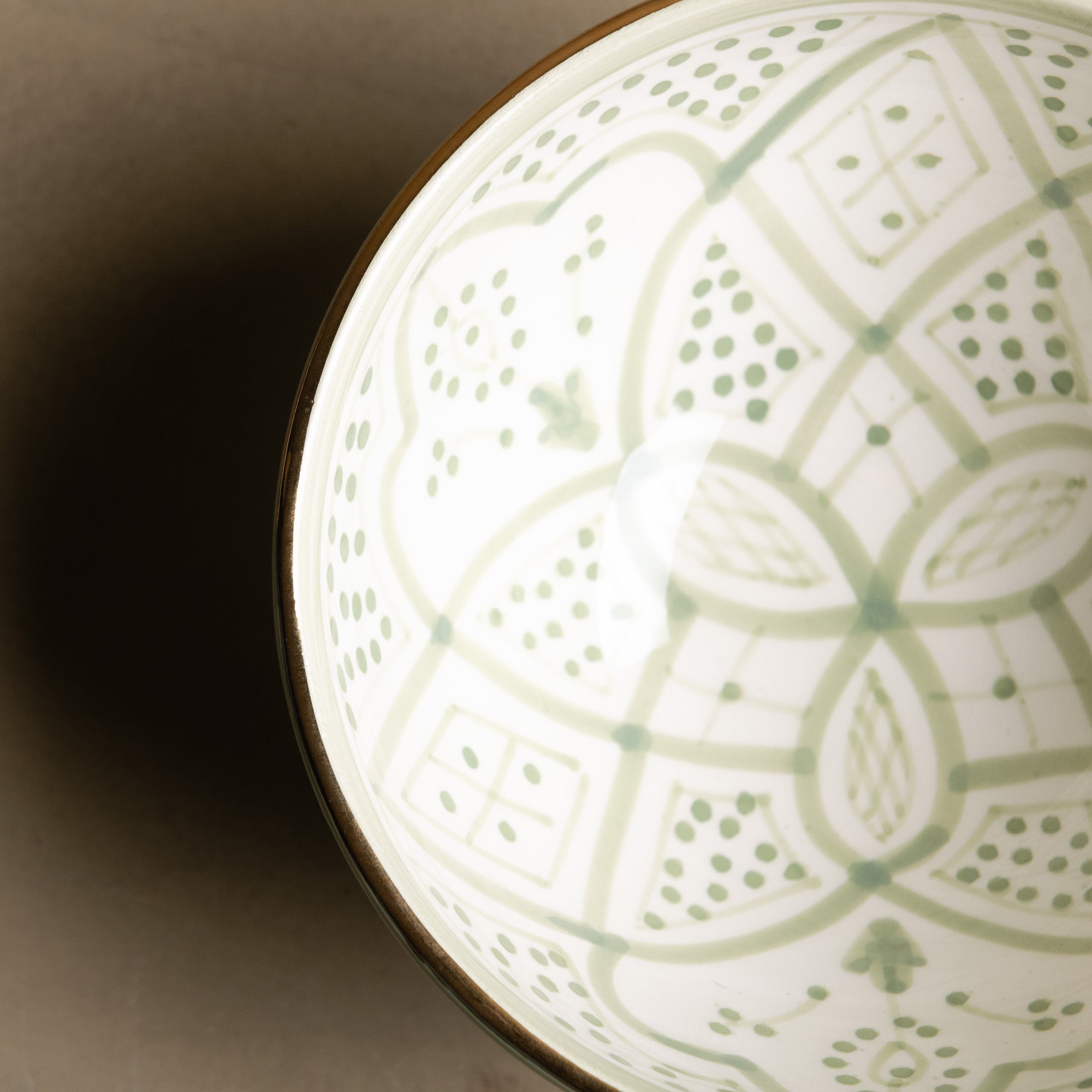 Fez Green Bowl - Moroccan Dinnerware Adorned with 12 Carat Gold Accents - Benisouk