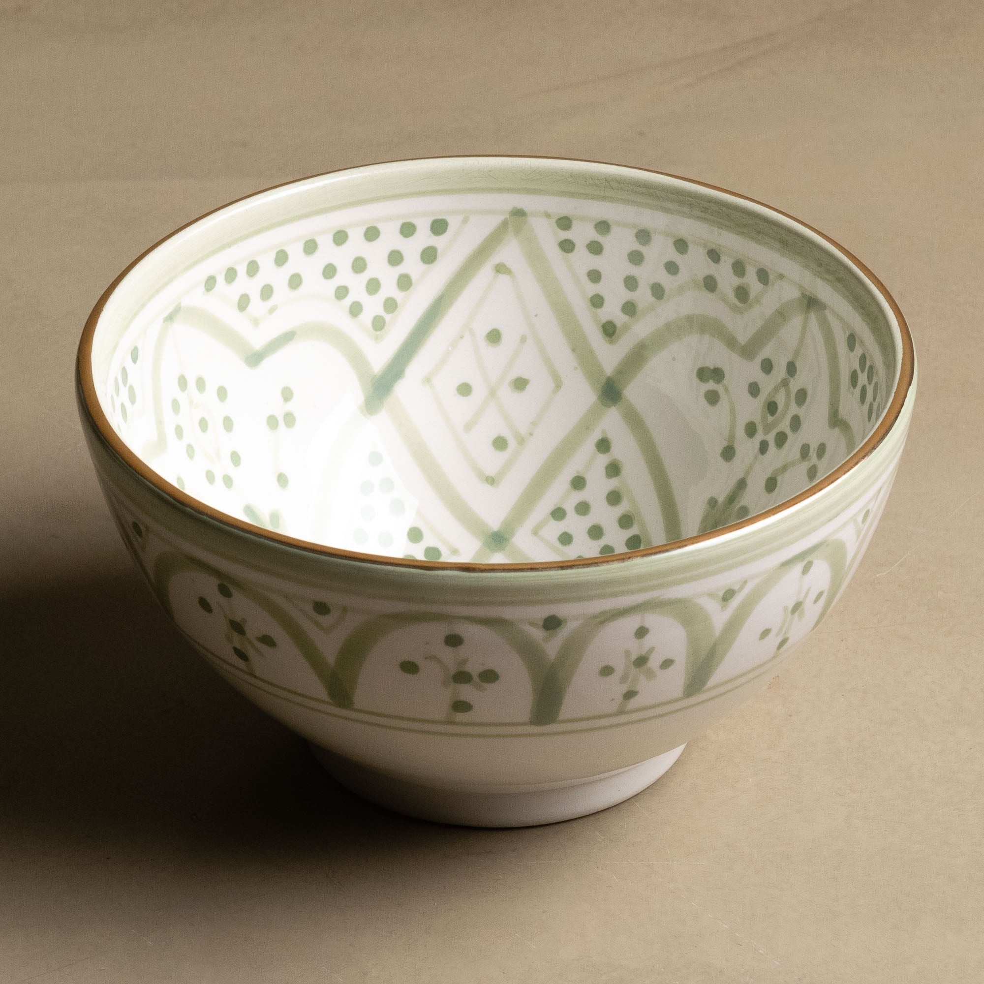 Fez Green Bowl - Moroccan Dinnerware Adorned with 12 Carat Gold Accents - Benisouk