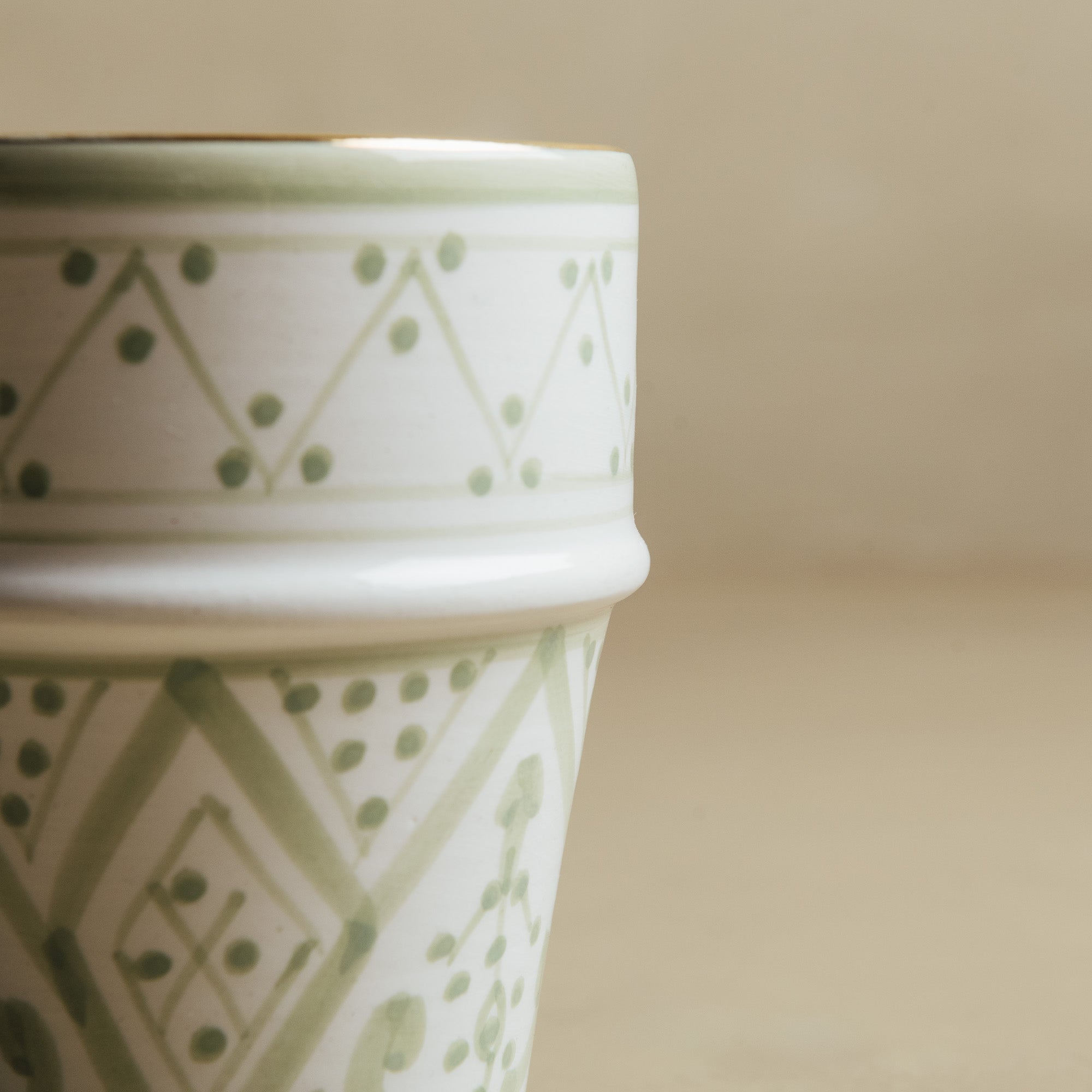 Fez Green Cup - Moroccan Dinnerware Adorned with 12 Carat Gold Accents - Benisouk