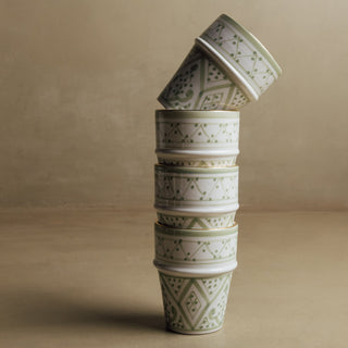 Fez Green Cup - Moroccan Dinnerware Adorned with 12 Carat Gold Accents - Benisouk