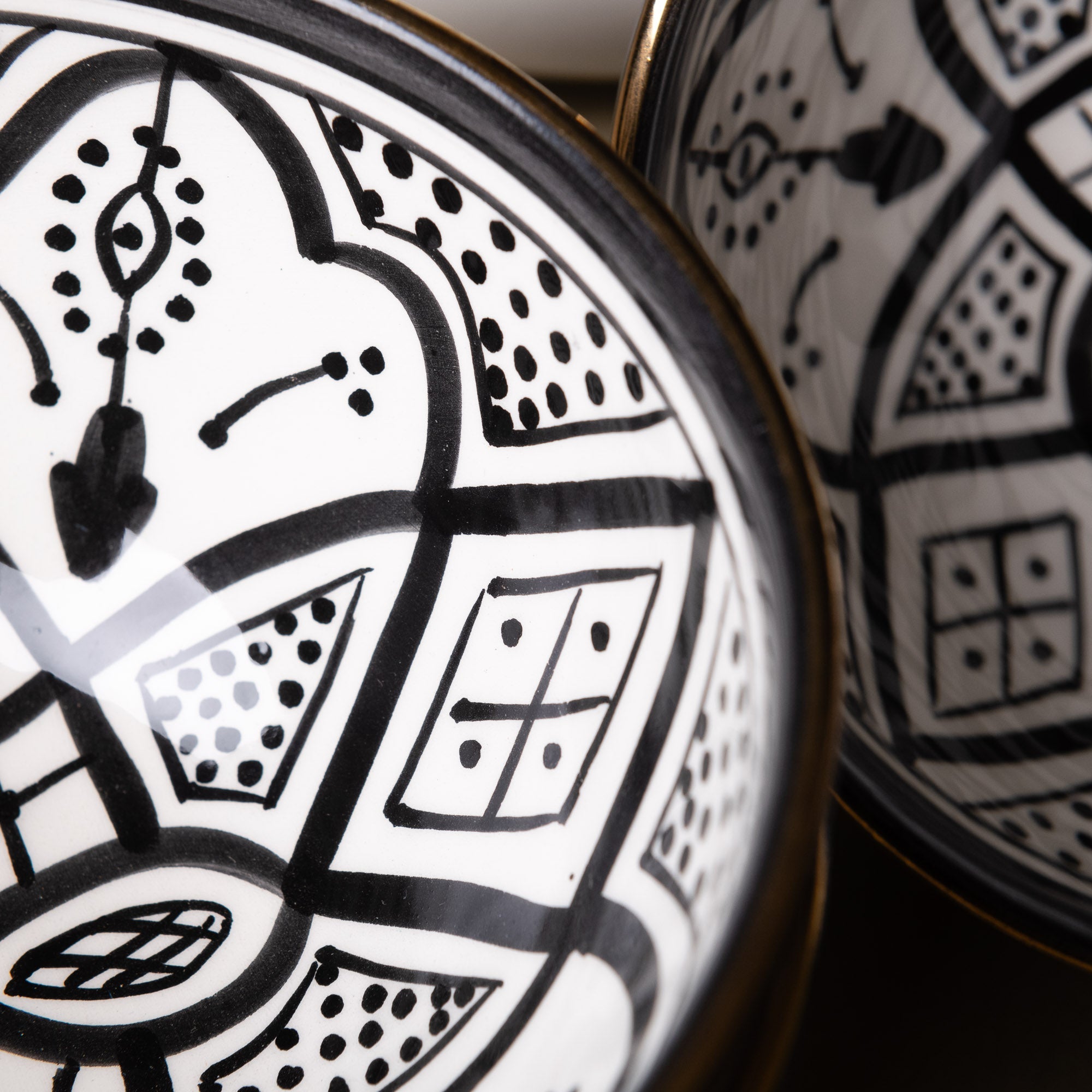 Fez Noir Bowl - Moroccan Dinnerware Adorned with 12 Carat Gold Accents - Benisouk