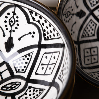Fez Noir Bowl - Moroccan Dinnerware Adorned with 12 Carat Gold Accents - Benisouk