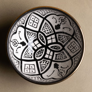 Fez Noir Bowl - Moroccan Dinnerware Adorned with 12 Carat Gold Accents - Benisouk