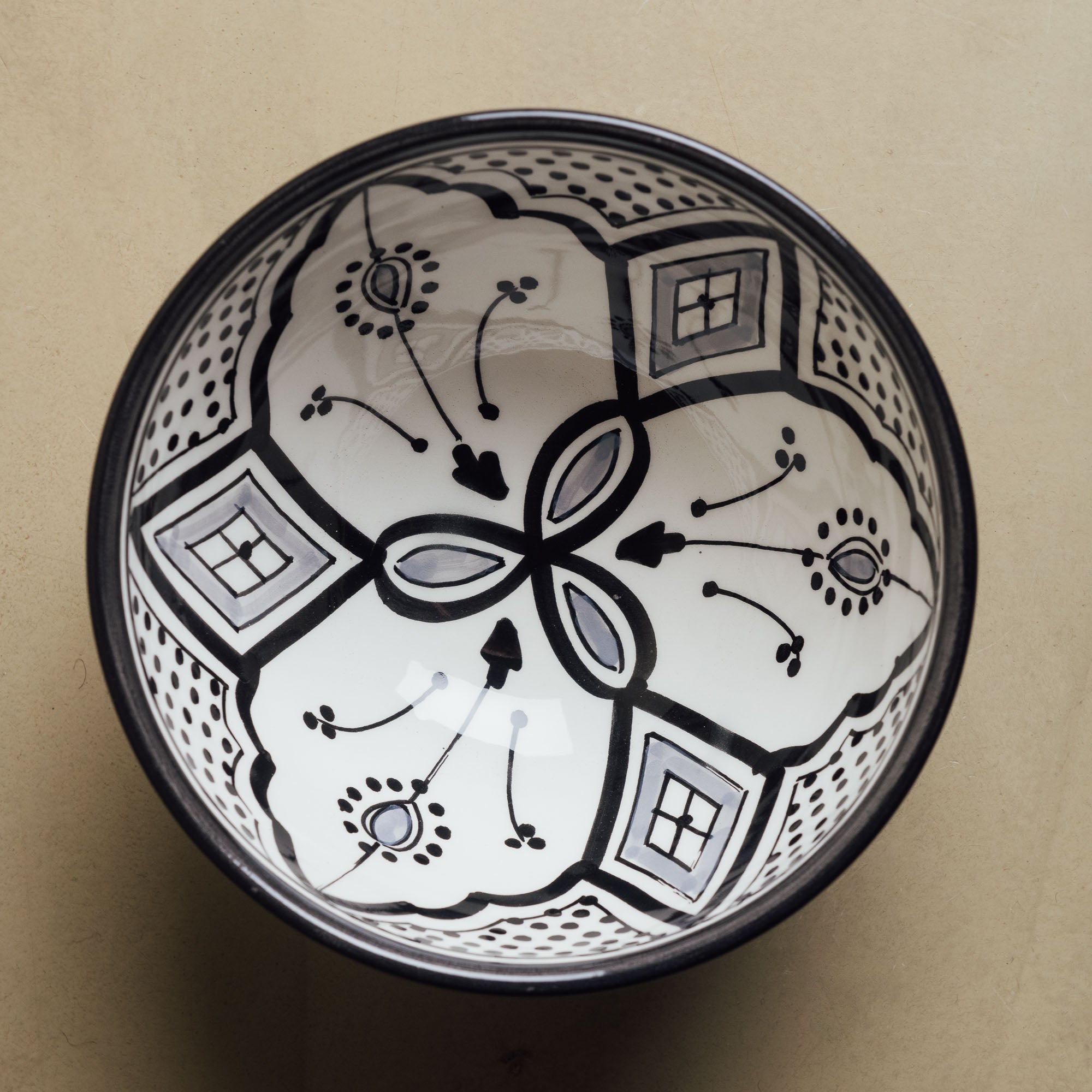 Fez Noir Grey Bowl - Moroccan Dinnerware - Benisouk