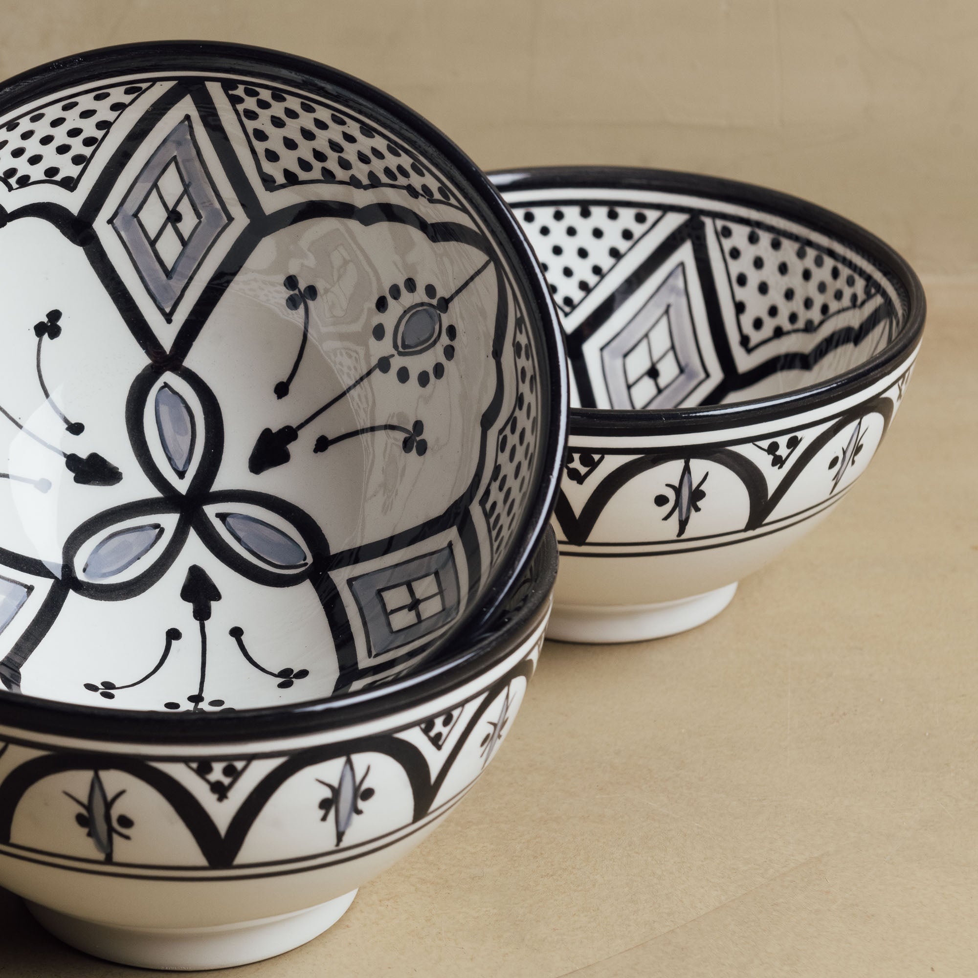 Fez Noir Grey Bowl - Moroccan Dinnerware - Benisouk