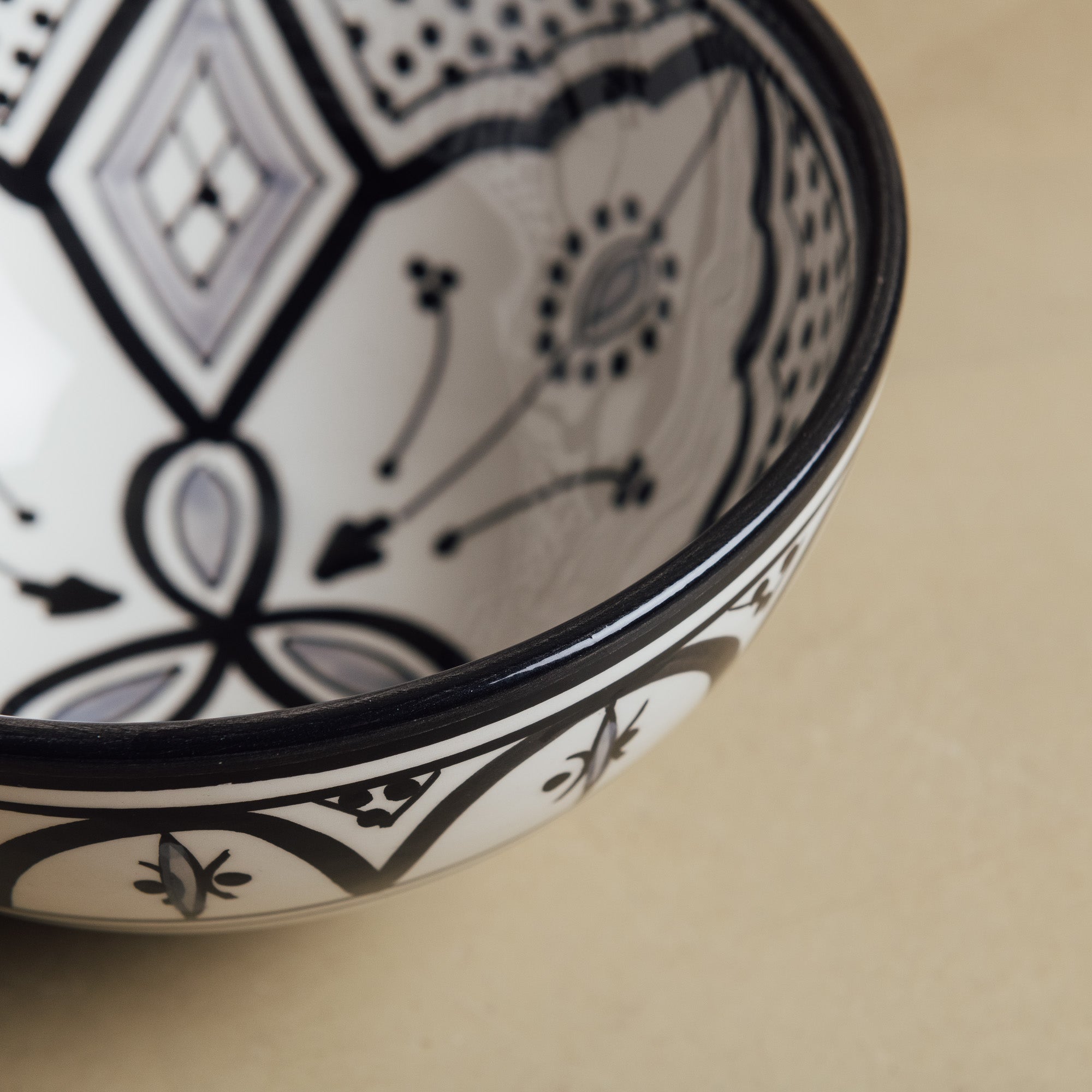 Fez Noir Grey Bowl - Moroccan Dinnerware - Benisouk