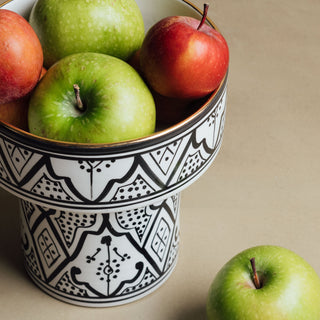 Fez Noir Pedestal Bowl - Handcrafted with 12 Carat Gold Accents - Benisouk