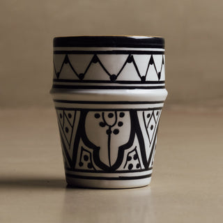 Fez Noir Small Cup - Moroccan Dinnerware Adorned with 12 Carat Gold Accents - Benisouk