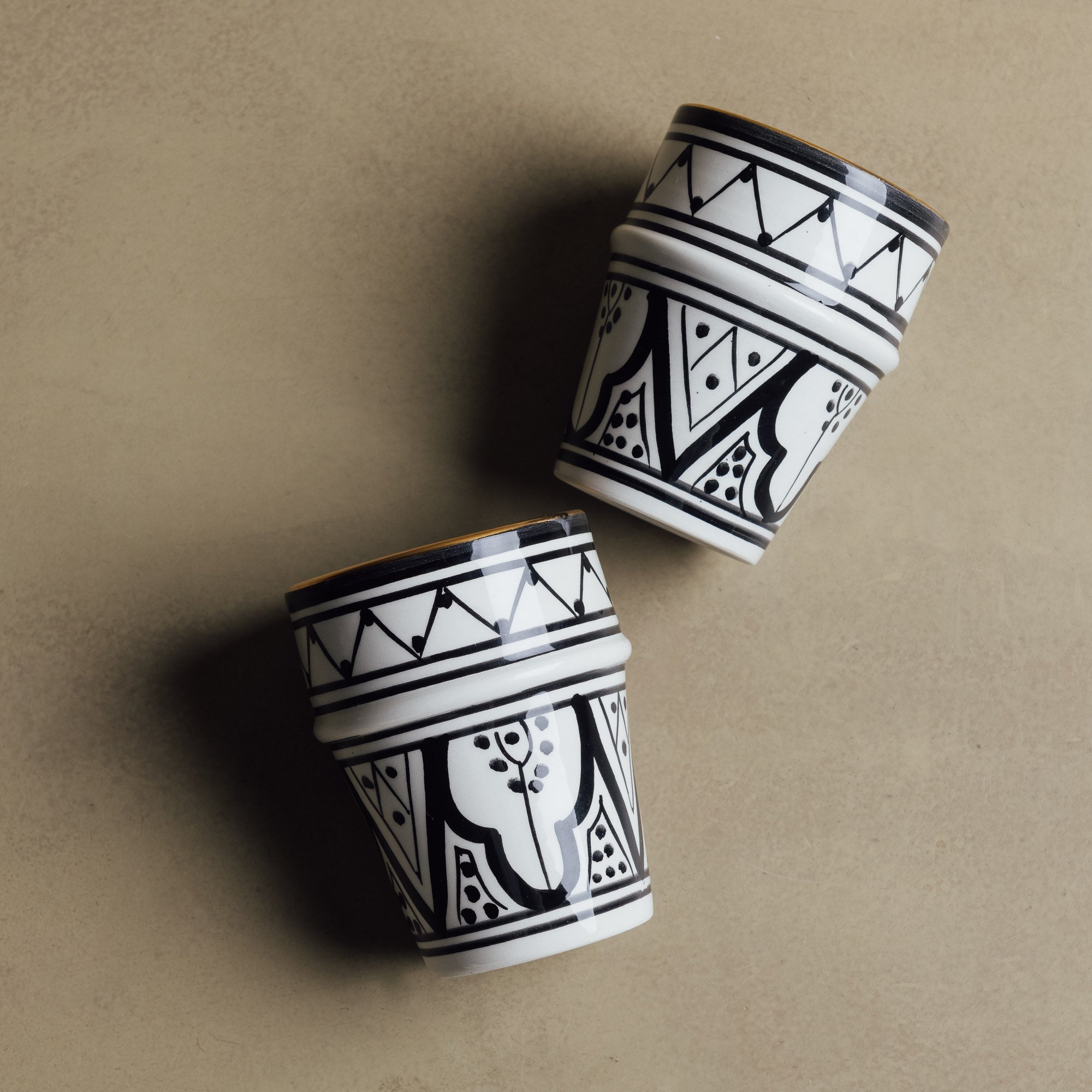 Fez Noir Small Cup - Moroccan Dinnerware Adorned with 12 Carat Gold Accents - Benisouk