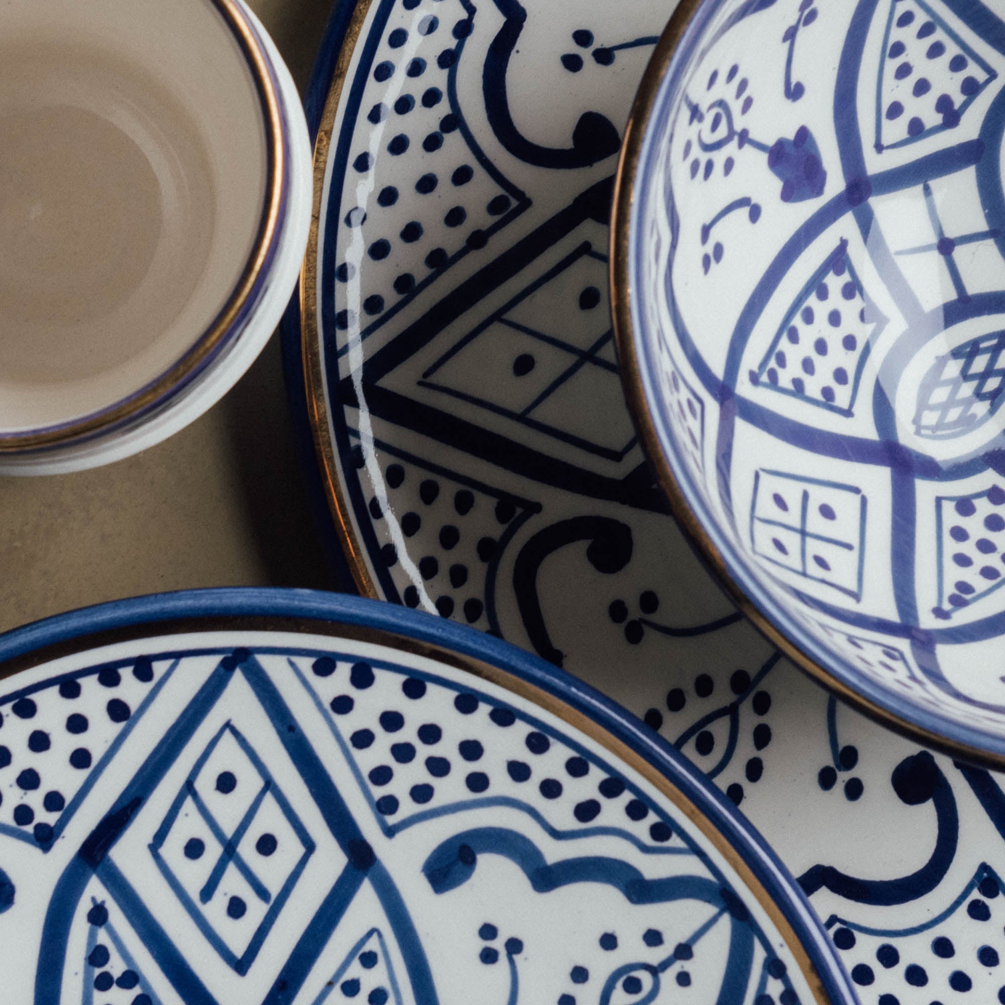 Fez Royal Azure - Moroccan Dinnerware Set with 12 Carat Gold Accents - Benisouk