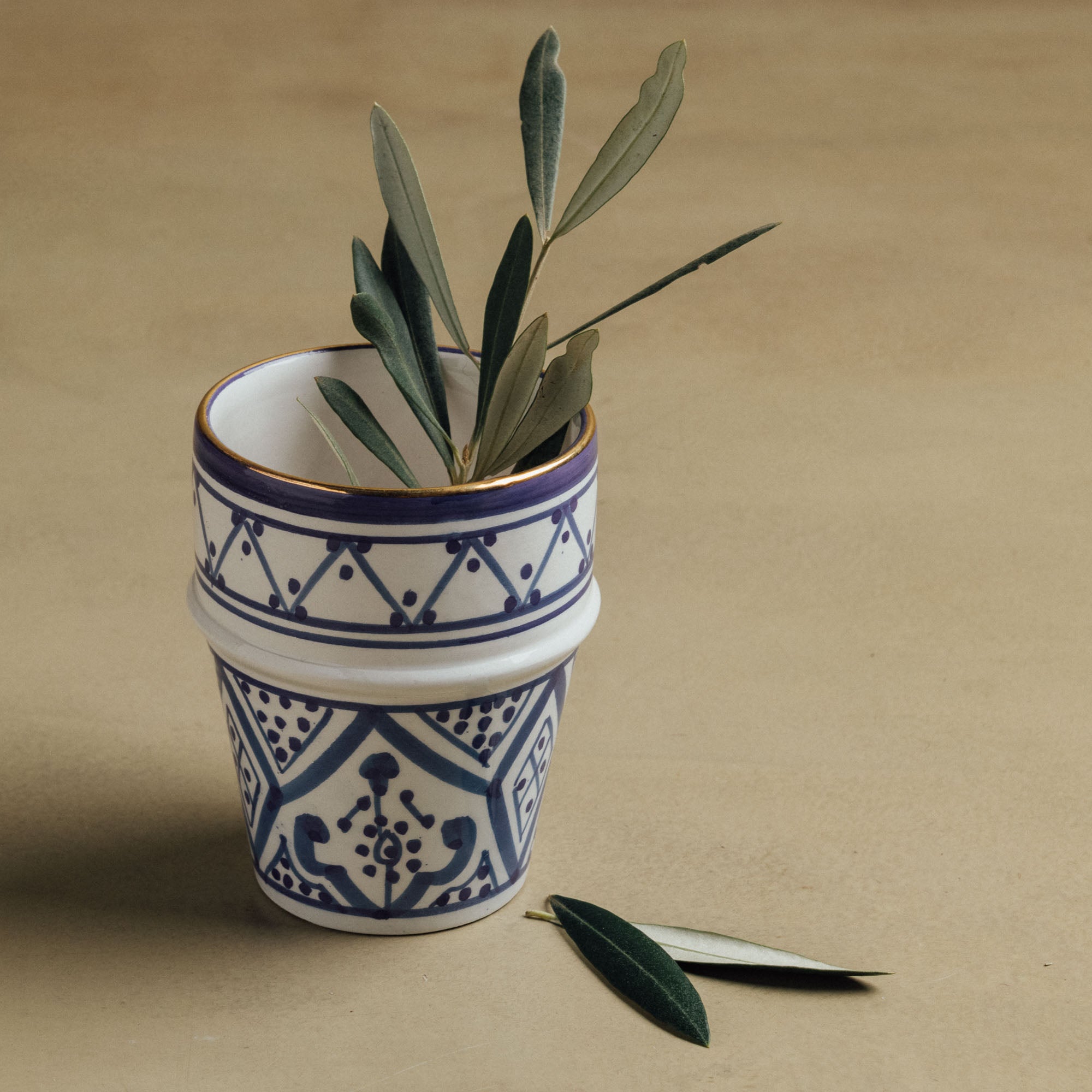 Fez Royal Azure - Moroccan Dinnerware Set with 12 Carat Gold Accents - Benisouk