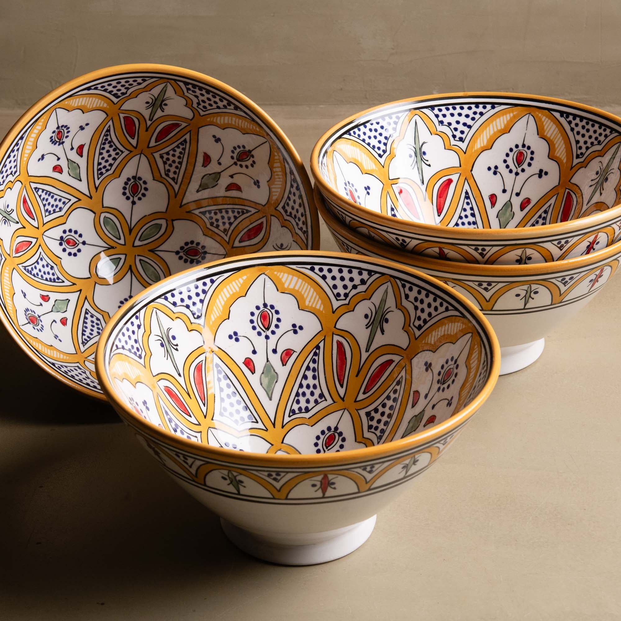 Fez Salad Bowl Mustard - Moroccan Table Art - Benisouk