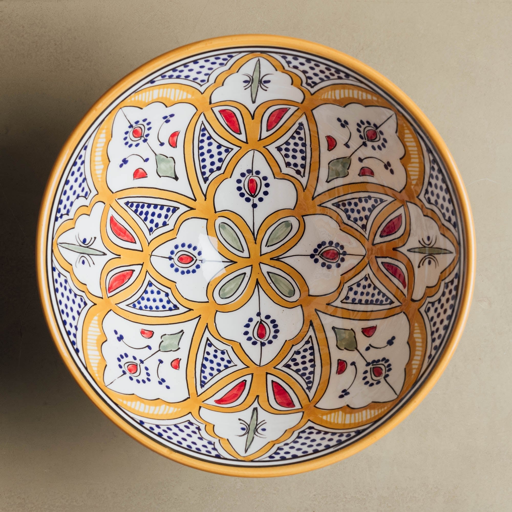 Fez Salad Bowl Mustard - Moroccan Table Art - Benisouk