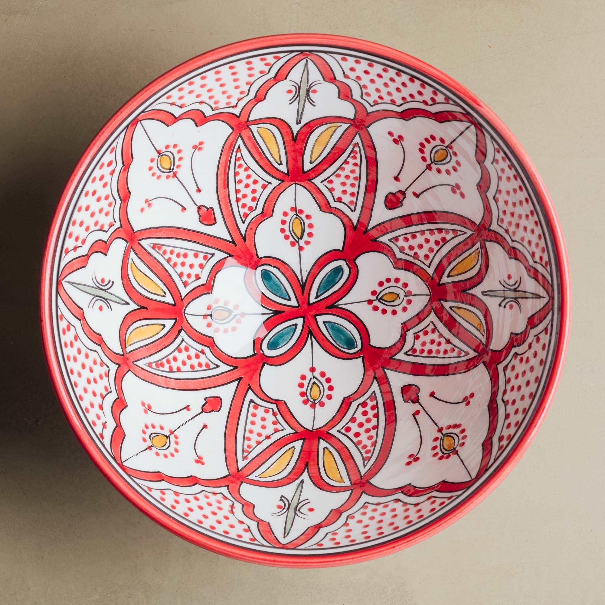 Fez Salad Bowl Red - Moroccan Table Art - Benisouk