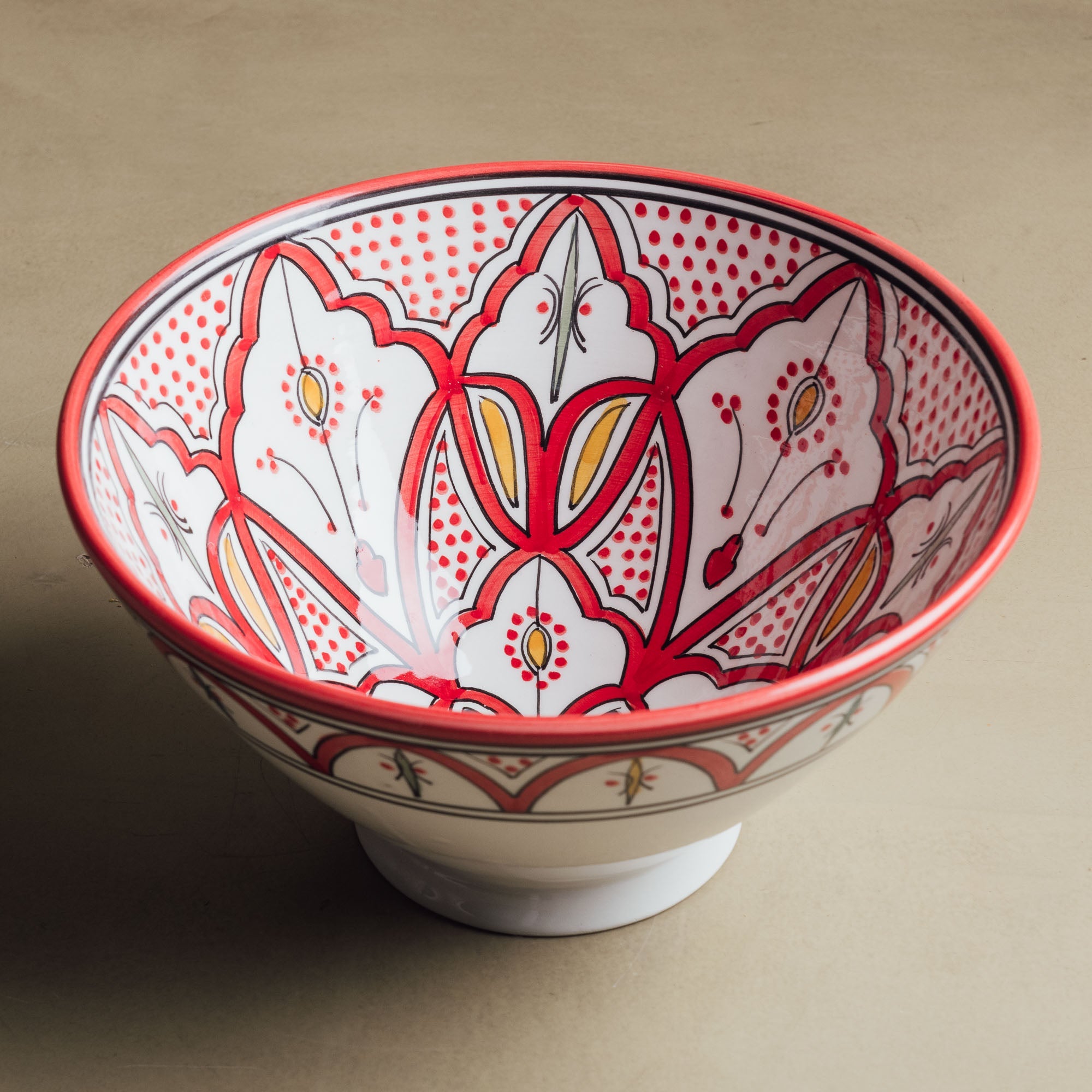 Fez Salad Bowl Red - Moroccan Table Art - Benisouk