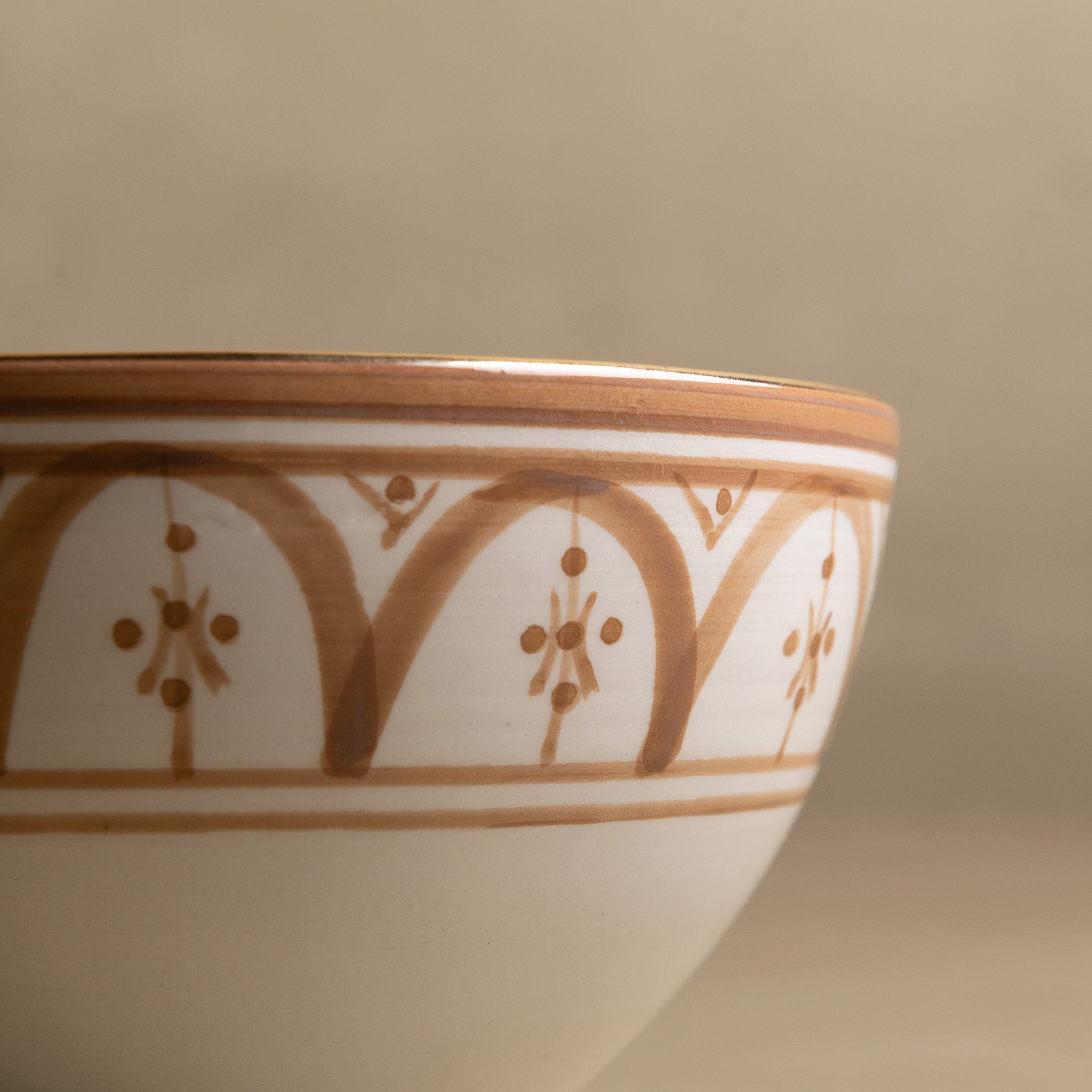 Fez Sand Bowl - Moroccan Dinnerware Adorned with 12 Carat Gold Accents - Benisouk