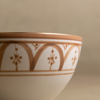 Fez Sand Bowl - Moroccan Dinnerware Adorned with 12 Carat Gold Accents - Benisouk