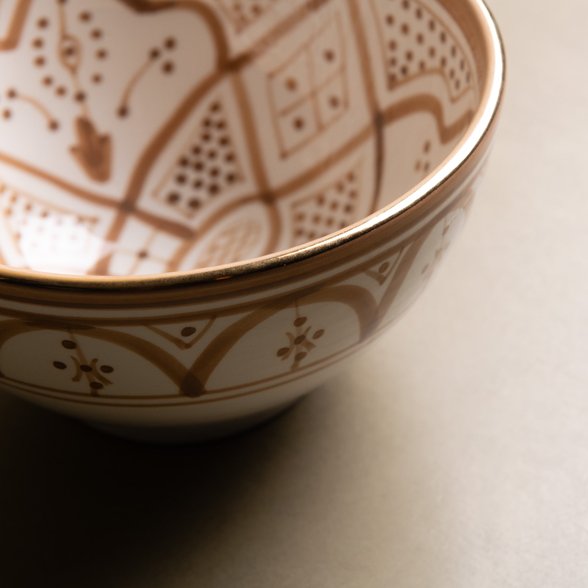Fez Sand Bowl - Moroccan Dinnerware Adorned with 12 Carat Gold Accents - Benisouk