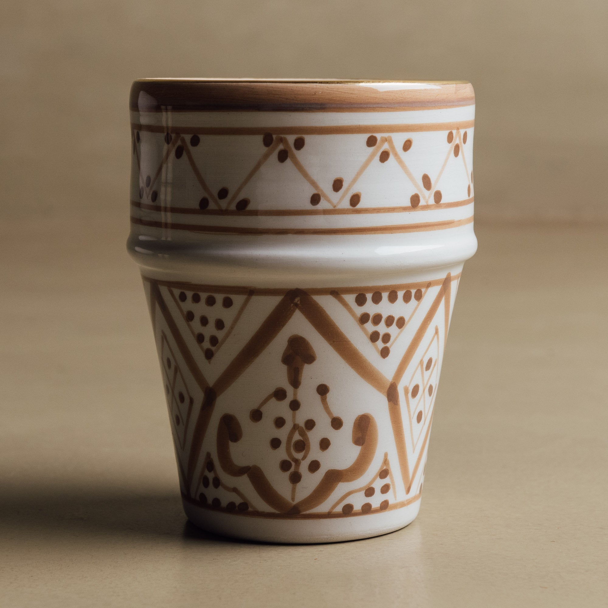 Fez Sand Cup - Moroccan Dinnerware Adorned with 12 Carat Gold Accents - Benisouk