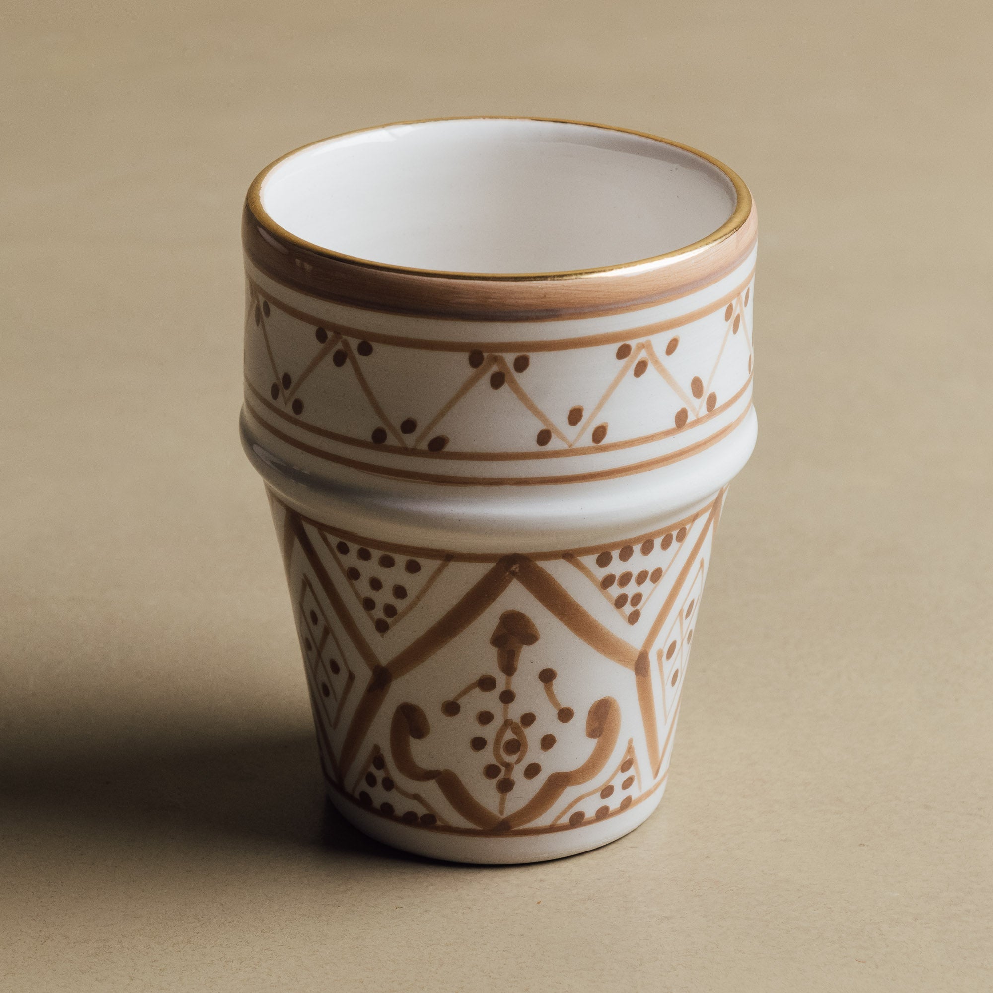Fez Sand Cup - Moroccan Dinnerware Adorned with 12 Carat Gold Accents - Benisouk