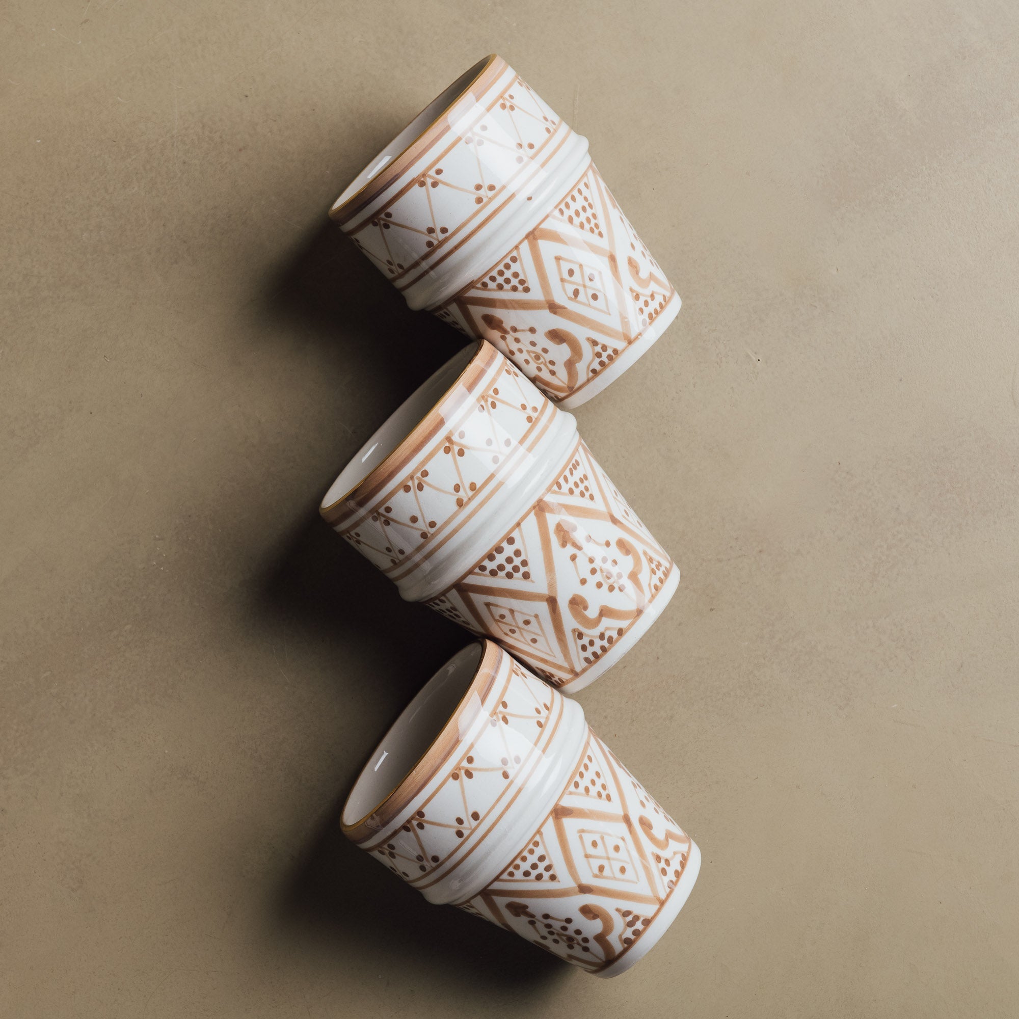 Fez Sand Cup - Moroccan Dinnerware Adorned with 12 Carat Gold Accents - Benisouk