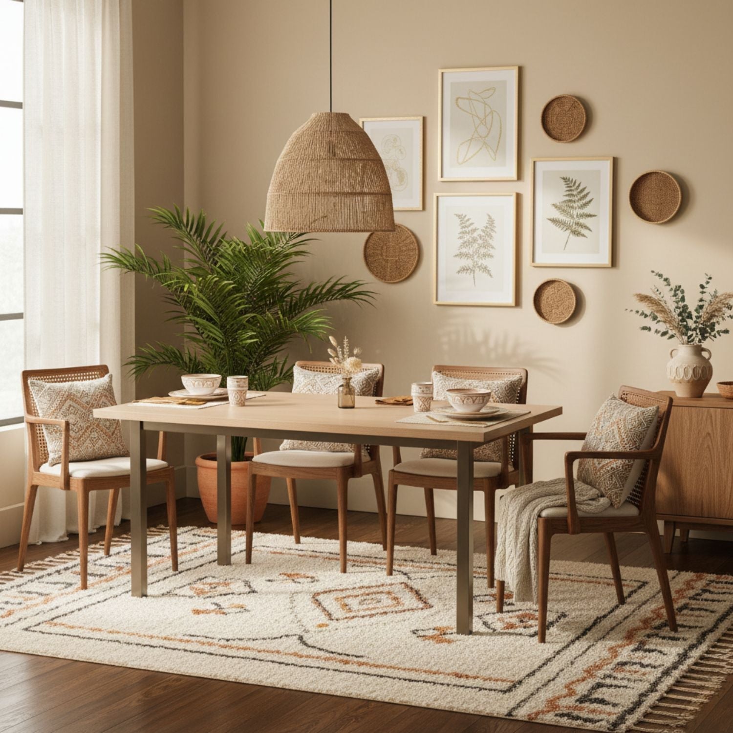 Fez Sand - Moroccan Dinnerware Set Adorned with 12 Carat Gold Accents - Benisouk