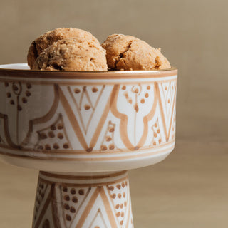 Fez Sand Pedestal Bowl - Handcrafted with 12 Carat Gold Accents - Benisouk