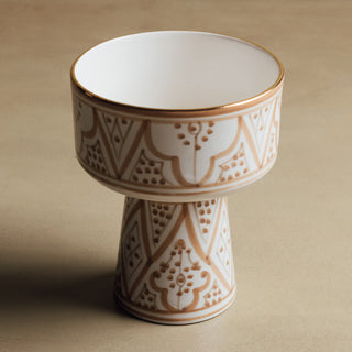 Fez Sand Pedestal Bowl - Handcrafted with 12 Carat Gold Accents - Benisouk