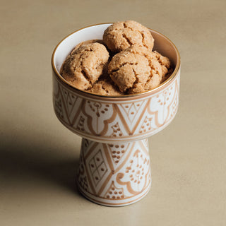 Fez Sand Pedestal Bowl - Handcrafted with 12 Carat Gold Accents - Benisouk